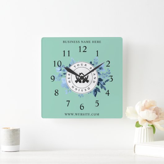 シンプルミニマルカスタムロゴ&文字プロモーション スクエア壁時計 (ホーム)