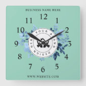 シンプルミニマルカスタムロゴ&文字プロモーション スクエア壁時計 (正面)