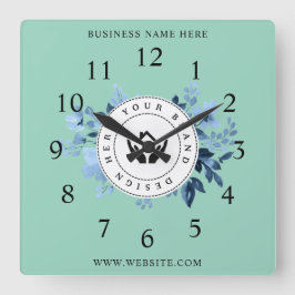 シンプルミニマルカスタムロゴ&文字プロモーション スクエア壁時計