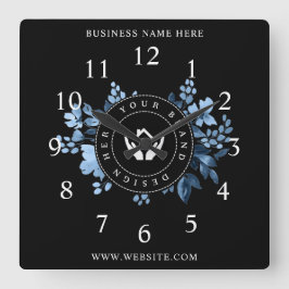 シンプルミニマルカスタムロゴ&文字プロモーション スクエア壁時計