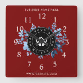 シンプルミニマルカスタムロゴ&文字プロモーション スクエア壁時計 (正面)