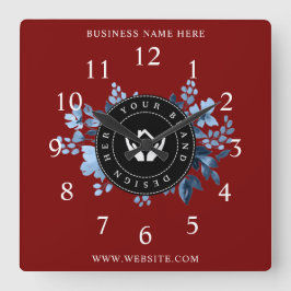 シンプルミニマルカスタムロゴ&文字プロモーション スクエア壁時計