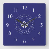 シンプルミニマルカスタムロゴ&文字プロモーション スクエア壁時計 (正面)