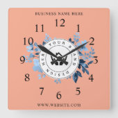 シンプルミニマルカスタムロゴ&文字プロモーション スクエア壁時計 (正面)