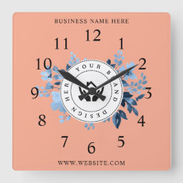 シンプルミニマルカスタムロゴ&文字プロモーション スクエア壁時計