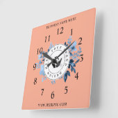 シンプルミニマルカスタムロゴ&文字プロモーション スクエア壁時計 (傾斜)