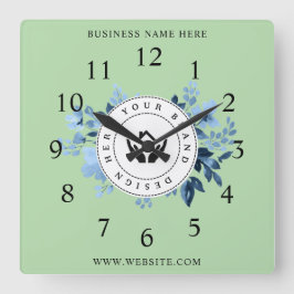 シンプルミニマルカスタムロゴ&文字プロモーション スクエア壁時計