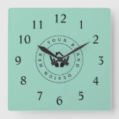 シンプルミニマルカスタムロゴ&文字プロモーション スクエア壁時計 (正面)