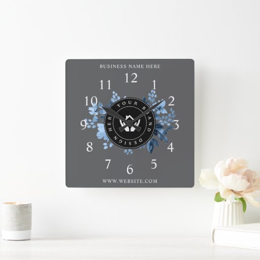 シンプルミニマルカスタムロゴ&文字プロモーション スクエア壁時計 (ホーム)