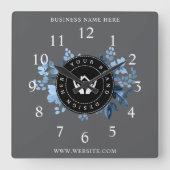 シンプルミニマルカスタムロゴ&文字プロモーション スクエア壁時計 (正面)