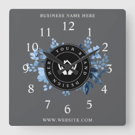 シンプルミニマルカスタムロゴ&文字プロモーション スクエア壁時計