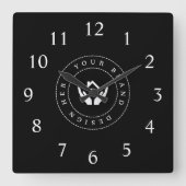 シンプルミニマルカスタムロゴ&文字プロモーション スクエア壁時計 (正面)