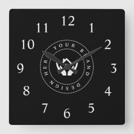 シンプルミニマルカスタムロゴ&文字プロモーション スクエア壁時計