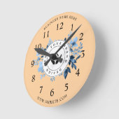 シンプルミニマルカスタムロゴ&文字プロモーション ラウンド壁時計 (傾斜)