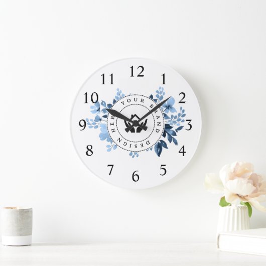 シンプルミニマルカスタムロゴ&文字プロモーション ラージ壁時計 (ホーム)