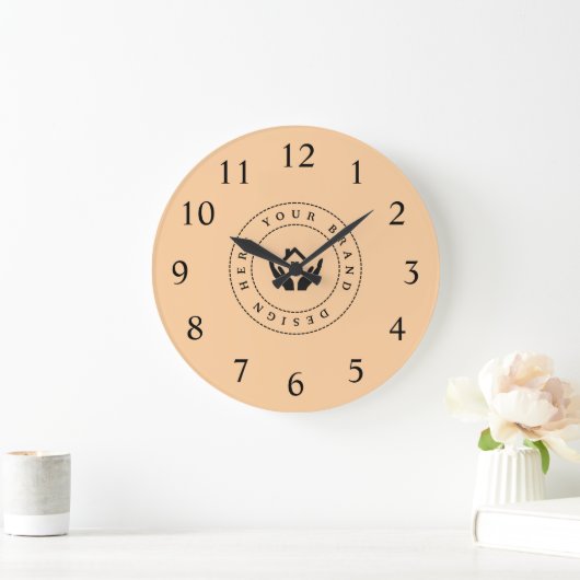 シンプルミニマルカスタムロゴ&文字プロモーション ラージ壁時計 (ホーム)