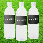 シンプルミニマルカスタム名を黒に追加エレガントする ペットボトルラベル