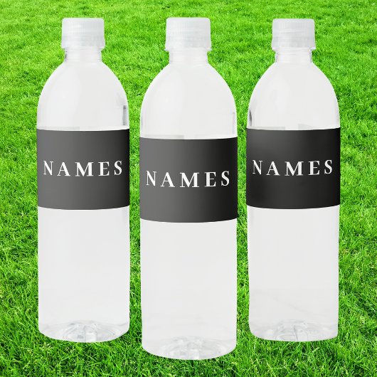 シンプルミニマルカスタム名を黒に追加エレガントする ペットボトルラベル