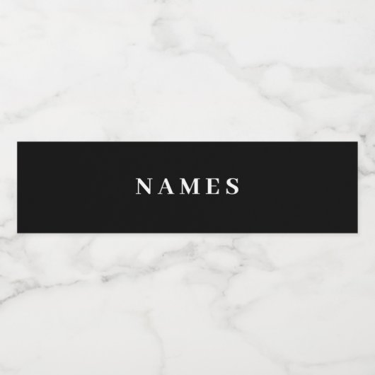 シンプルミニマルカスタム名を黒に追加エレガントする ペットボトルラベル (シングルラベル)