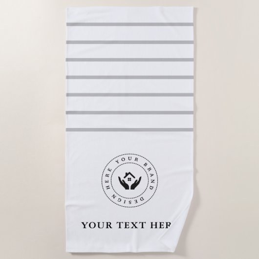 シンプルミニマルカスタム文字 ビーチタオル (正面)