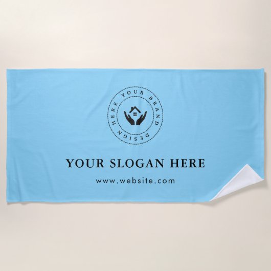 シンプルミニマルカスタム文字 ビーチタオル (正面)