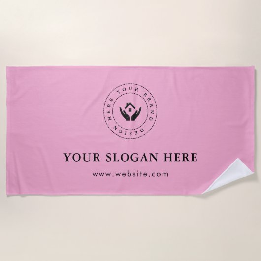 シンプルミニマルカスタム文字 ビーチタオル (正面)