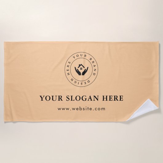 シンプルミニマルカスタム文字 ビーチタオル (正面)