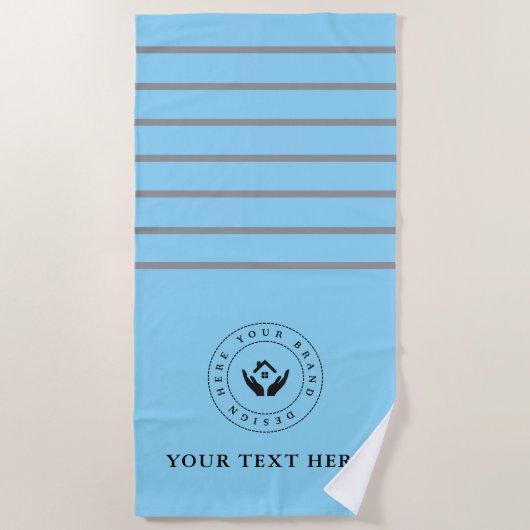 シンプルミニマルカスタム文字 ビーチタオル (正面)