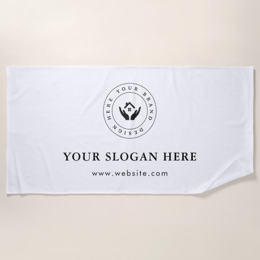 シンプルミニマルカスタム文字 ビーチタオル (正面)