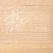 シンプルミニマルクラシックスクリプト結婚の最後 アクリル招待状 (正面)