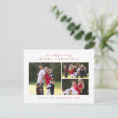 シンプルミニマルクラシックメリークリスマスレッド3写真 シーズンポストカード (スタンド正面)