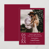 シンプルミニマルクランベリモダンーラッ結婚ト セーブザデート (正面/裏面)