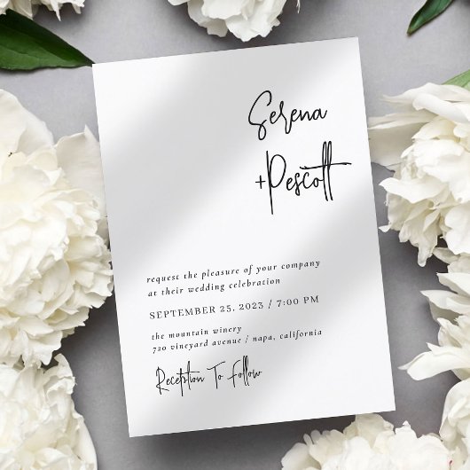 シンプルミニマルクリーン結婚ズ 招待状