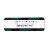 シンプルミニマルグリーンバッファロープレイドメリークリスマス ラベル (正面)