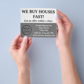 シンプルミニマルグレイ白不動産仲介業者ウィー買ハウス チラシ (手)