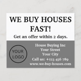 シンプルミニマルグレイ白不動産仲介業者ウィー買ハウス チラシ