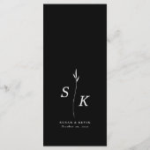 シンプルミニマルシックエレガンスリーフモノグラム結婚ズ メニュー (裏面)