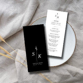 シンプルミニマルシックエレガンスリーフモノグラム結婚ズ メニュー