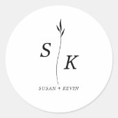シンプルミニマルシックエレガンスリーフモノグラム結婚ズ ラウンドシール (正面)