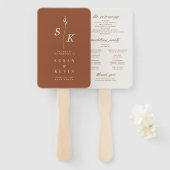 シンプルミニマルシックリーフモノグラム結婚式 プログラム ハンドファン (正面&裏面)