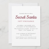 シンプルミニマルシークレットサンタパーティー 招待状 (正面)
