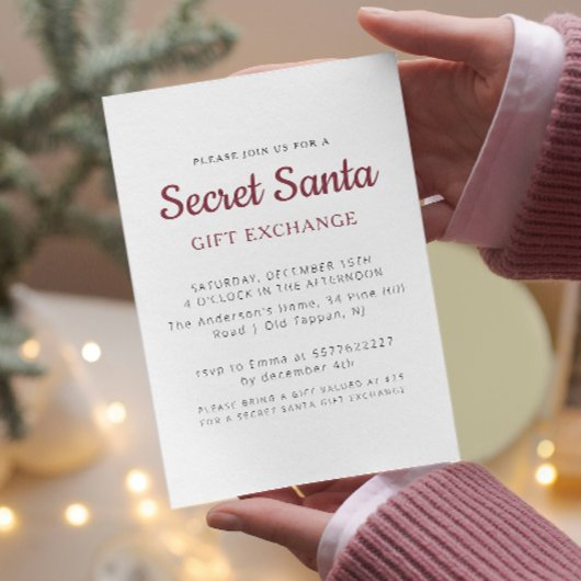 シンプルミニマルシークレットサンタパーティー 招待状