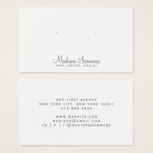 シンプルミニマルジュエリー表示カード (正面&裏面)