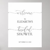 シンプルミニマルスクリプトブライダルシャワーのウェルカムサイン ポスター (正面)