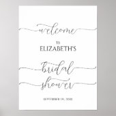 シンプルミニマルスクリプトブライダルシャワーのウェルカムサイン ポスター (正面)
