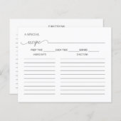 シンプルミニマルスクリプトブライダルシャワーレシピカード (正面/裏面)