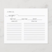 シンプルミニマルスクリプトブライダルシャワーレシピカード (正面)