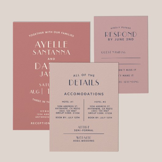 シンプルミニマルセピアバラ結婚詳細囲い エンクロージャーカード