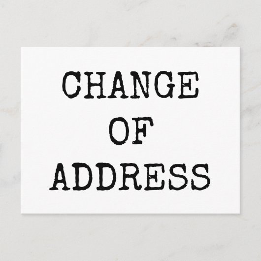 シンプルミニマルタイポグラフィのアドレス移動の変更 ポストカード (正面)