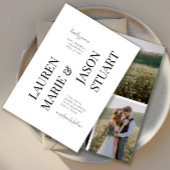 シンプルミニマルタイポグラフィブラック結婚の3枚の写真 招待状